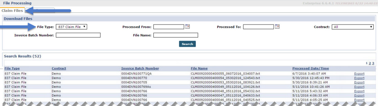 837 Claim Files and Linked Contracts