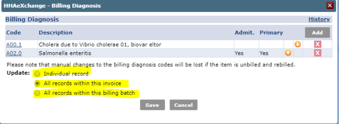 Billing Diagnosis Code