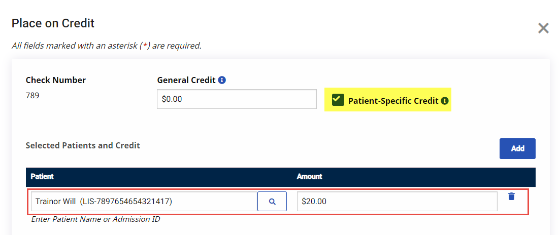 Patient-Specific Credit