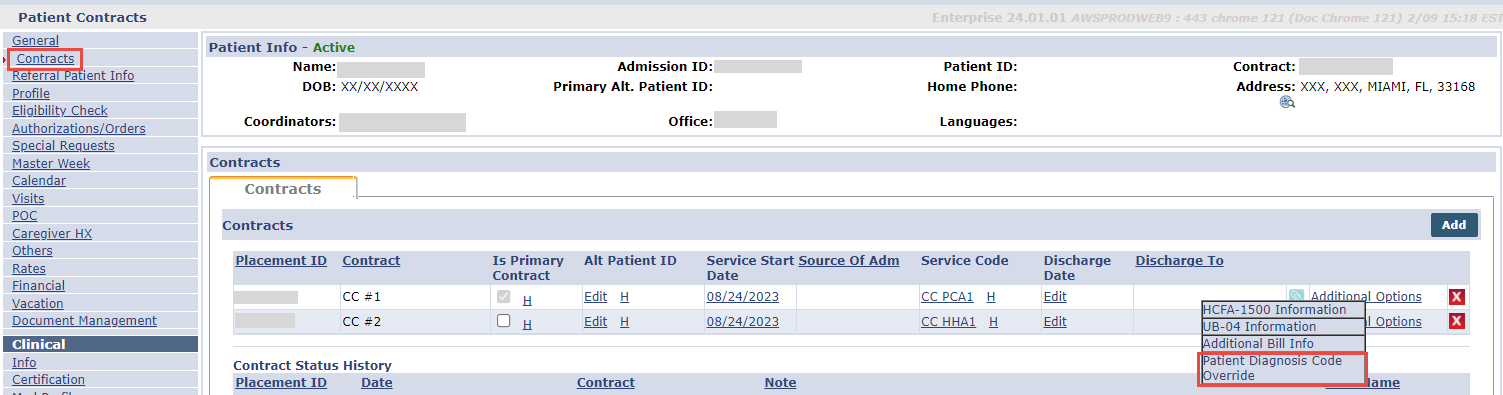 Patient Diagnosis Code