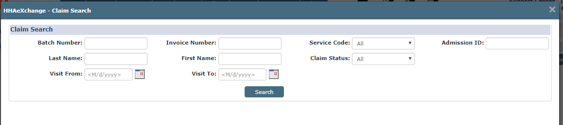 Claim Search Window