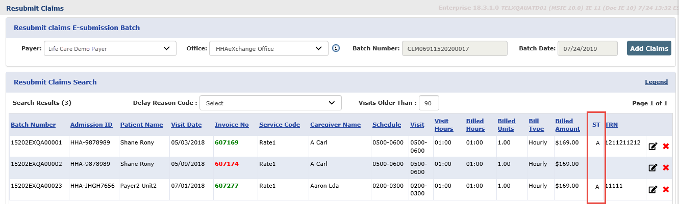 Resubmit Claims: Claims with “A” Status