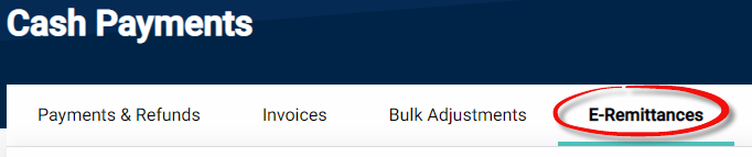 Cash Payments: E-Remittances Tab