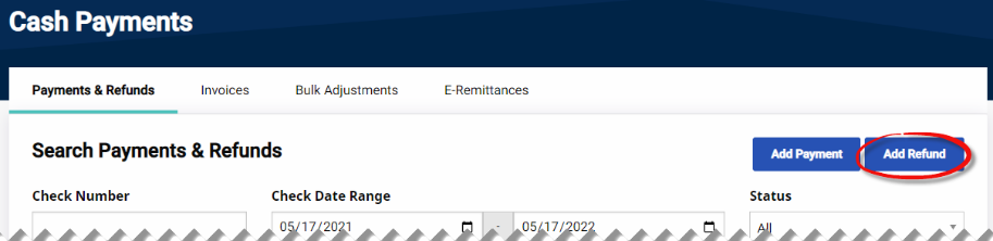 Cash Payments: Add Refund