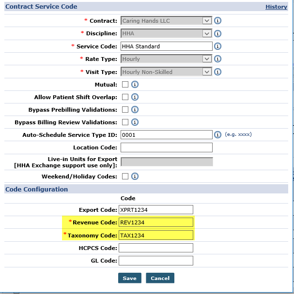 Contract Service Code – Reference Table Managment