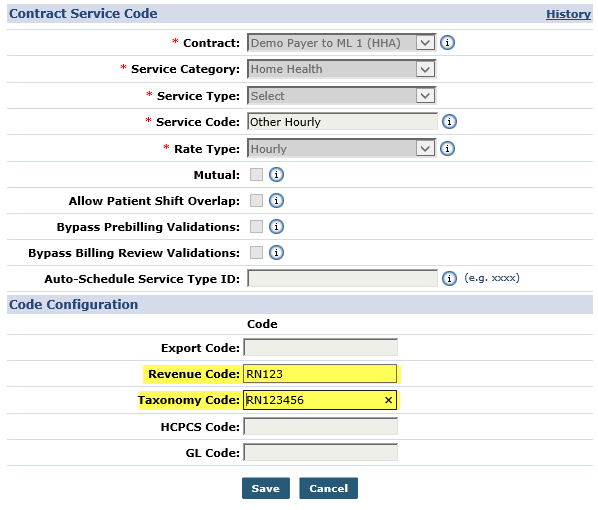 Contract Service Code – Reference Table Management