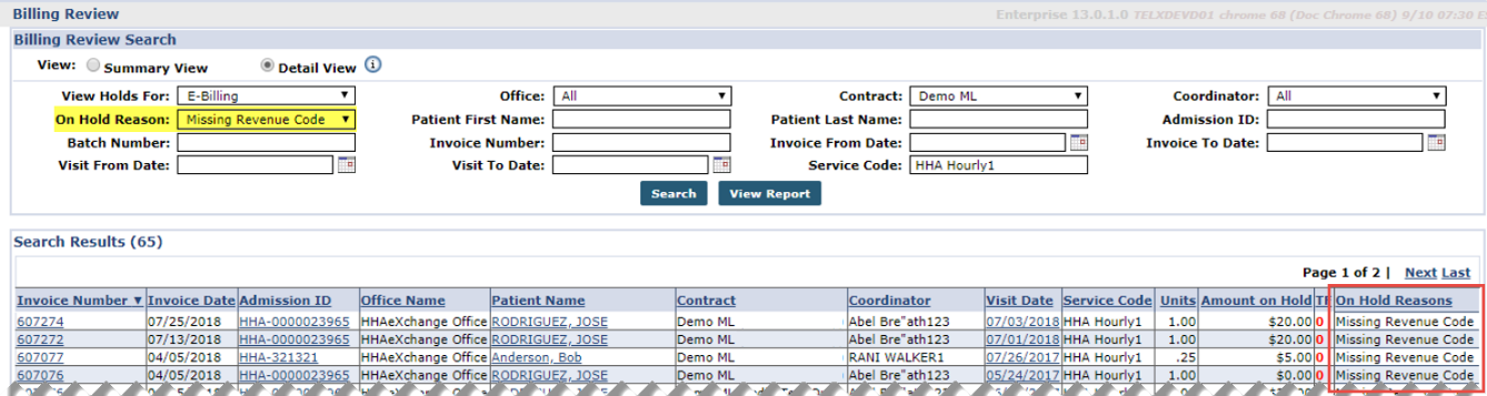 Missing Revenue Code