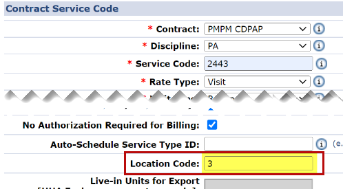 This image shows the highlighted Location Code with an entered 3 value in the fiedl.