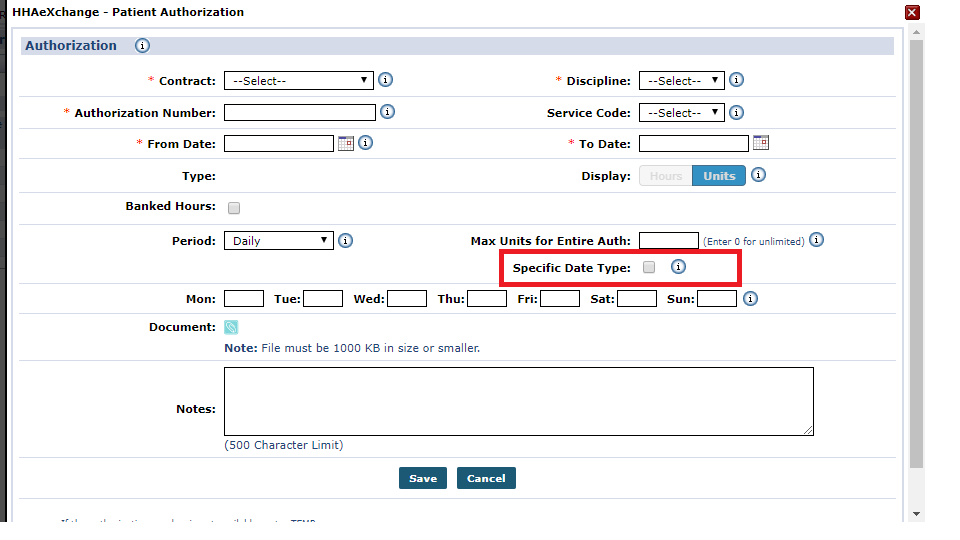 Specific Date Type Checkbox