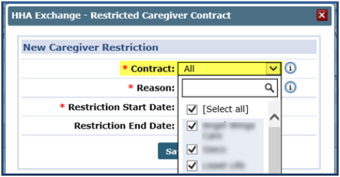 Caregiver Restriction Window