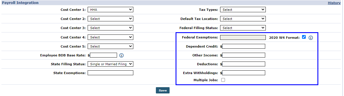 Payroll Integration Section