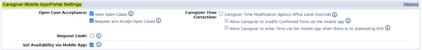 Caregive Mobile App Settings