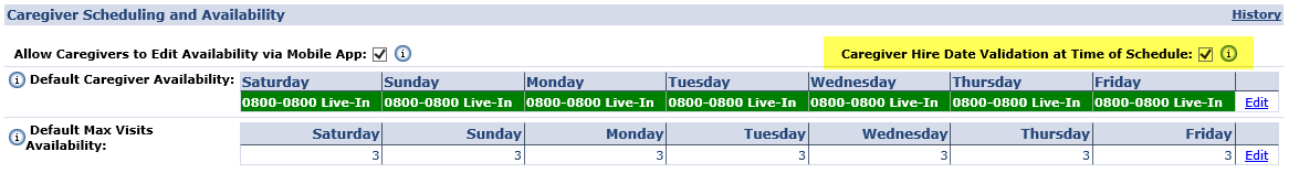 Agency Profile: Caregiver Hire Date Validation for Scheduling Checkbox