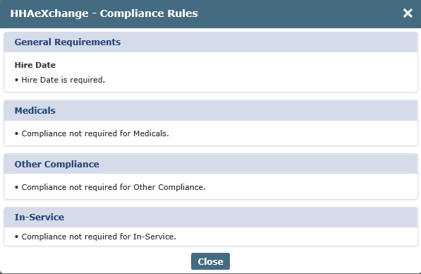 Compliance Rules Window