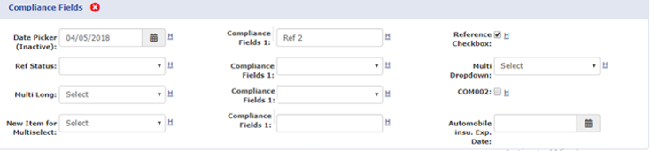 Compliance Fields: Caregiver Compliance Page