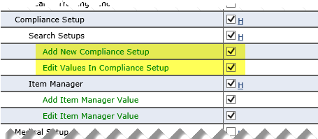 Permissions: Compliance Setup