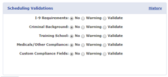 Assigning Scheduling Validations