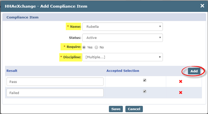 Adding a Compliance Item