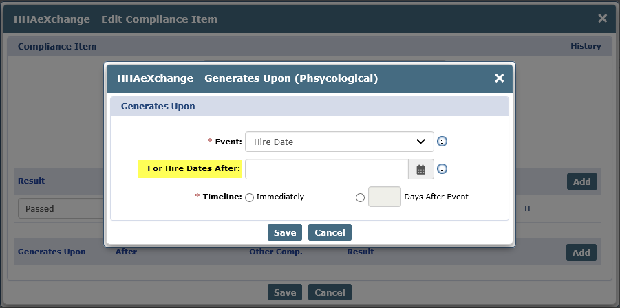 Caregiver Compliance Item: Generates Upon Settings