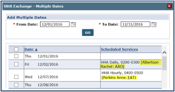 Caregiver Expenses: Multiple Dates