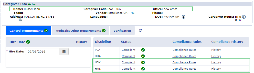 Caregiver Compliance General Requirements