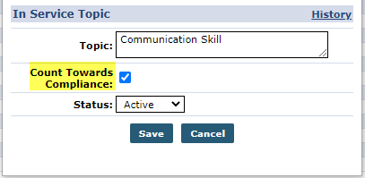 Reference Table: In Service Topic