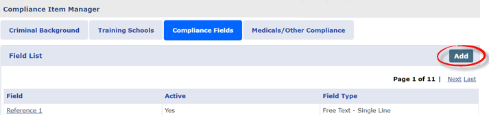 Adding Compliance Fields