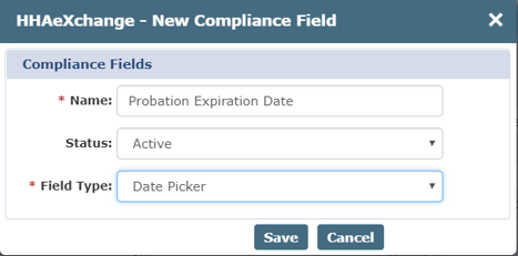 New Compliance Field Example