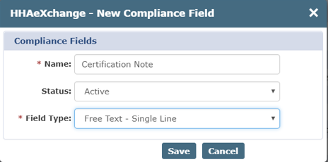 New Compliance Field Example