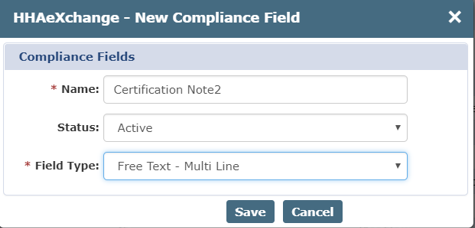 New Compliance Field Example