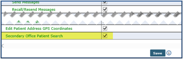 Secondary Office Patient Search Permission (Patient Section)