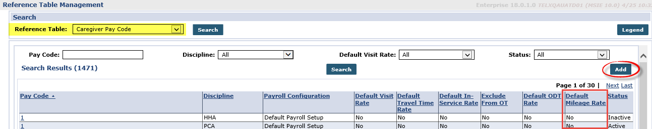 Reference Table: Caregiver Pay Code