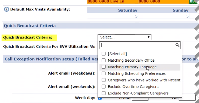 Quick Broadcast Criteria Field