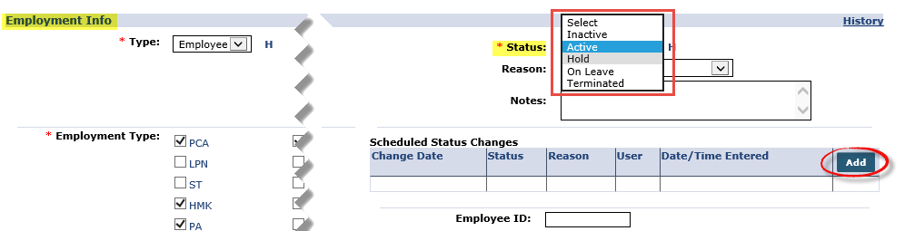 Changing Caregiver Status