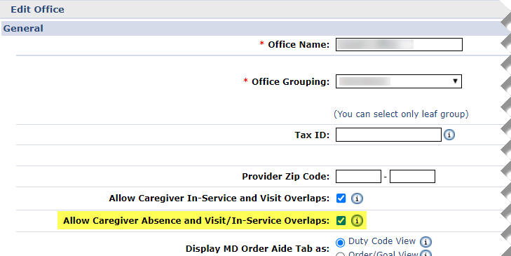 Edit Office - Allow Absence In Service Overlaps Setting