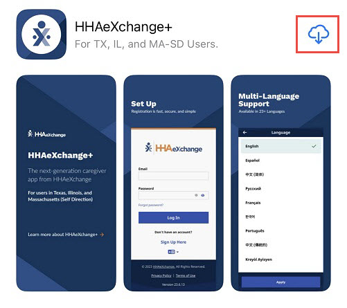 HHAeXchange+ app in Apple Store