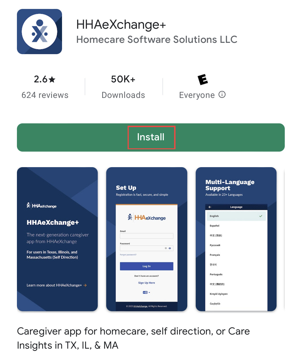 HHAeXchange+ app in Google Play