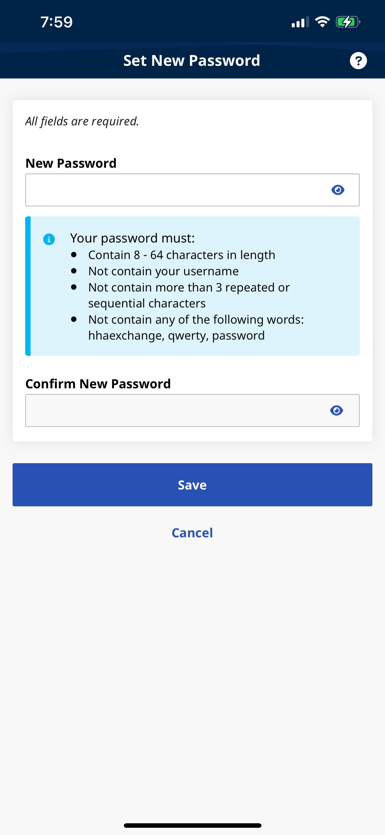 Set New Password Page