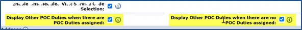 Display Other POC Duties checkboxes