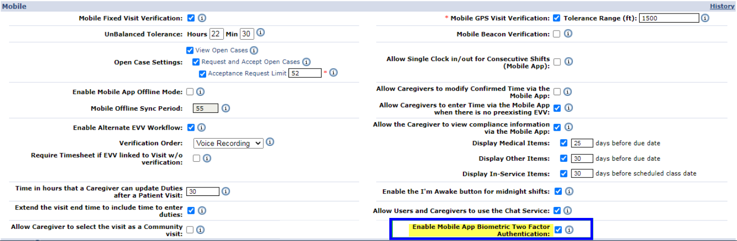 Office Setup: Mobile: Enable Mobile App Biometric 2FA Checkbox