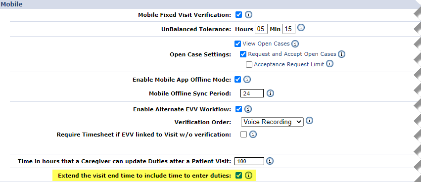 Office Setup: Mobile: Extend Visit End Time