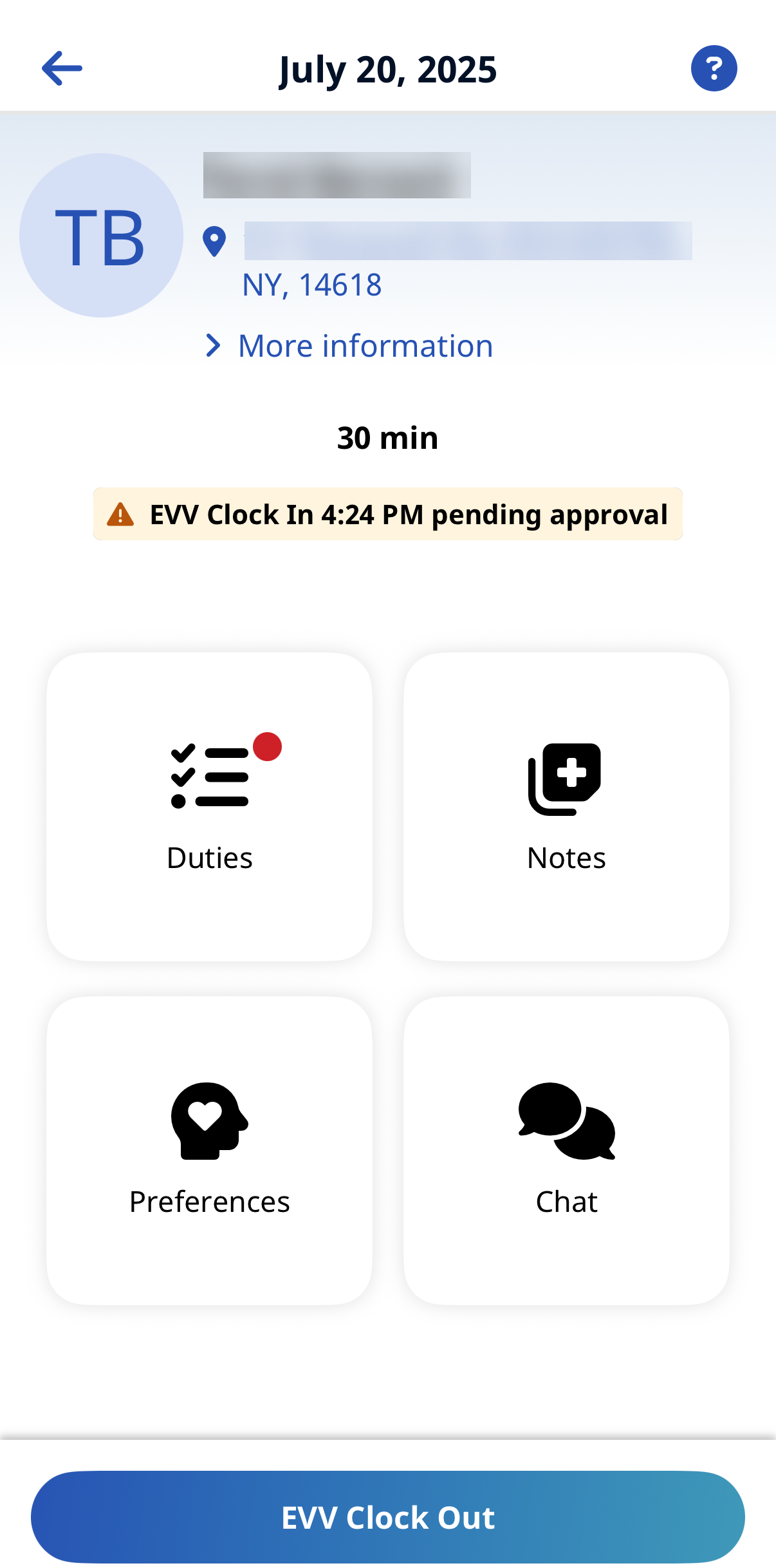 Daily Variable Visit 15 Minutes Remaining Alert Daily Variable Visit 15 Minutes Reamining Alert highlighted