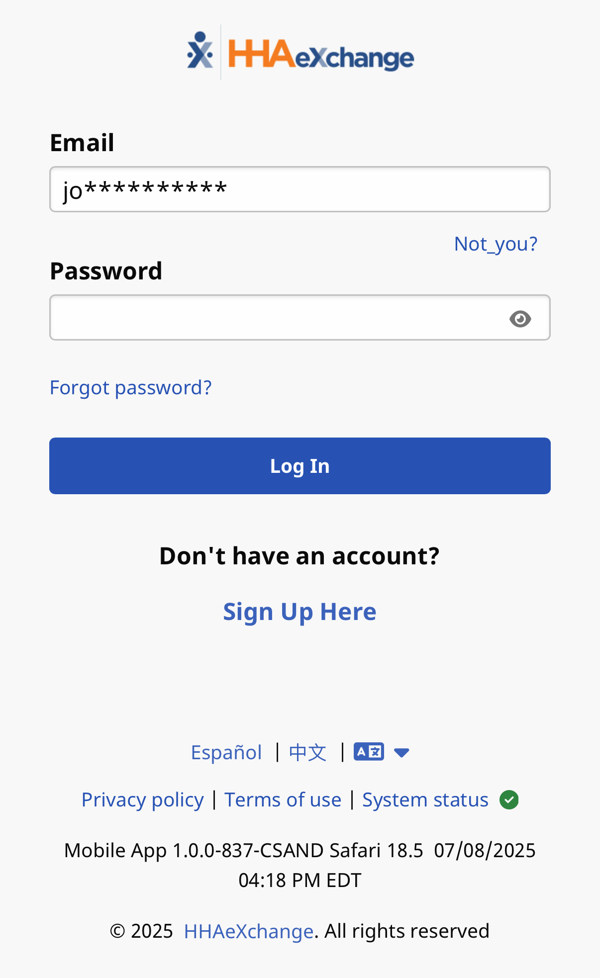 Log-In page Log-In page