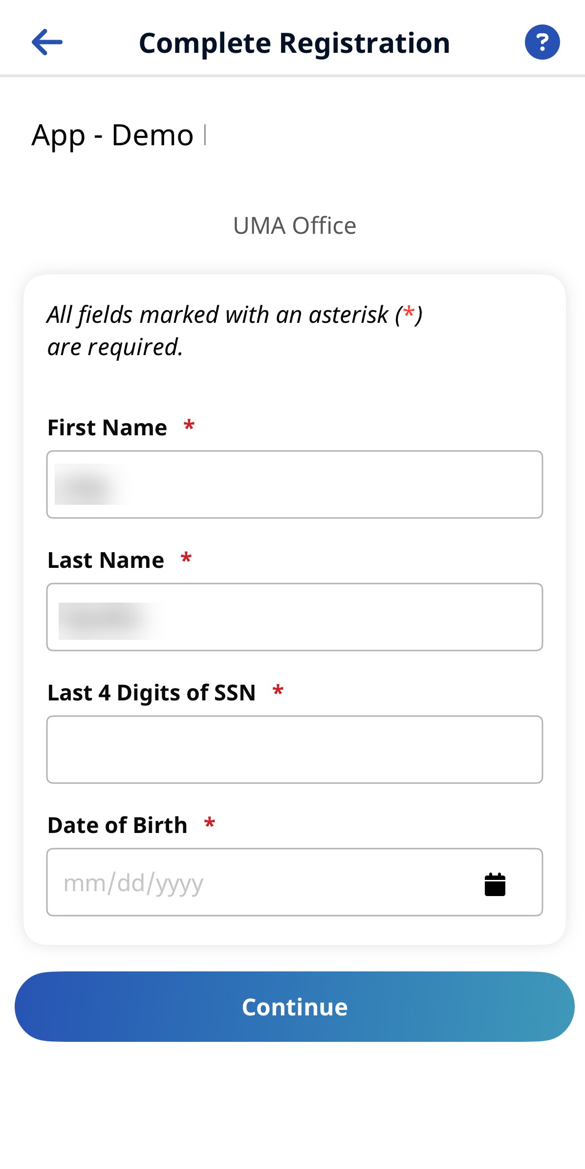 Complete Registration Image of Complete Registration page
