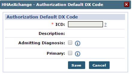 Authorization Default Dx Code page