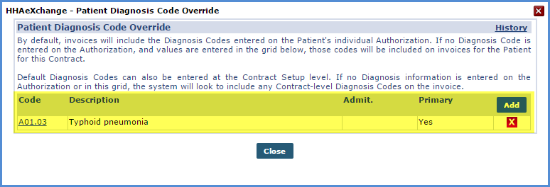 Patient Diagnosis Code Override