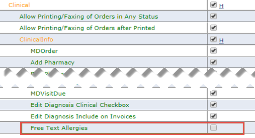 Free Text Allergies Permission