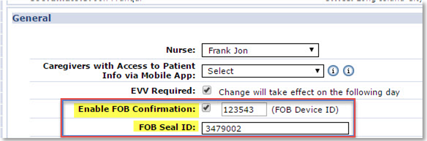 Patient Profile: General Page - Enable FOB Confrimation