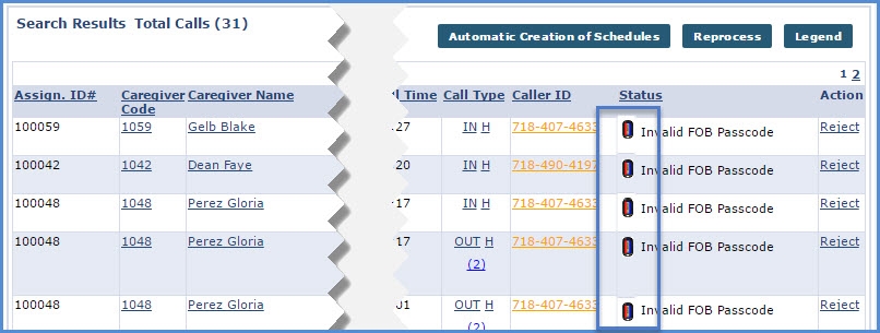 The FOB Icon on Call Maintenance