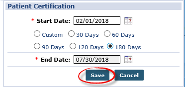 Patient Certification Window